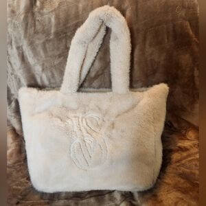 NWT Victoria's Secret Faux Fur Tote Bag - Cream